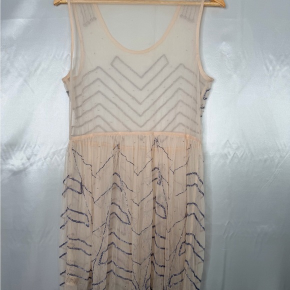 Free People Beaded Mesh Mini Slip Dress – Size Large - Picture 7 of 11